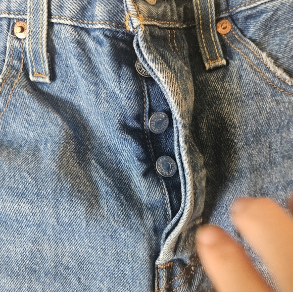 Levis 501 Distressed Button Fly Jean Shorts Size 27 - Picture 4 of 8